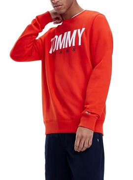 Felpe Tommy Jeans Essential Logo Crew Rosso