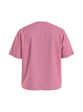 T-Shirt Tommy Jeans Logo Lineare Rosa Per Donna