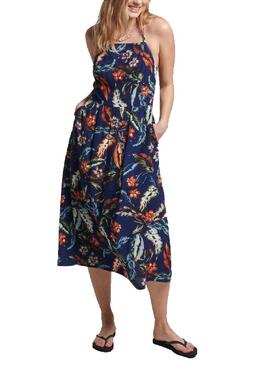 Vestito Superdry Fiori Vintage Blu Navy Per Donna