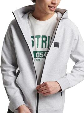 Felpa Superdry Code Tech Zip Grigio Per Uomo