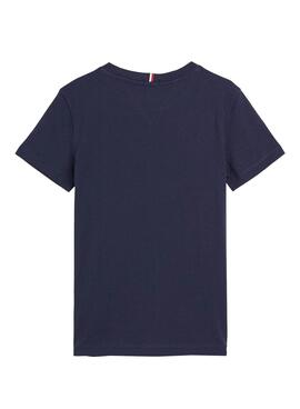 T-Shirt Logo Tommy Hilfiger Blu Navy Per Bambino
