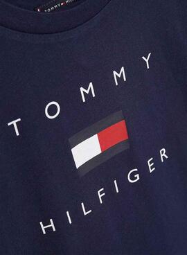 T-Shirt Logo Tommy Hilfiger Blu Navy Per Bambino