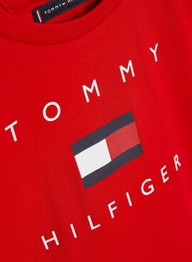 T-Shirt Tommy Hilfiger Logo Rosso Per Bambino
