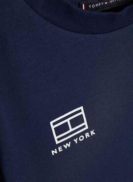 T-Shirt Tommy Hilfiger Placement Blu Navy Bambino