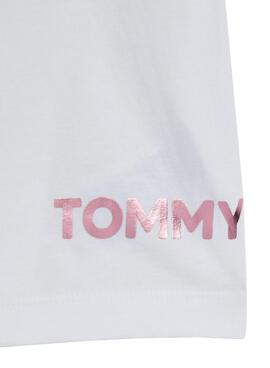T-Shirt Tommy Hilfiger Logo Metálico Bianco Bambina