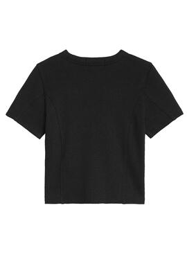 T-Shirt Calvin Klein Monogram Rib Nero Per Bambina