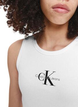 T-Shirt Calvin Klein Logo Cinturini Bianco Bambina