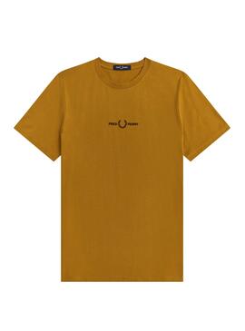 T-Shirt Senape ricamata Fred Perry Per Uomo