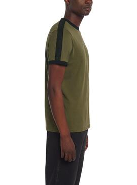 T-Shirt Fred Perry Ringer Banda Verde Per Uomo