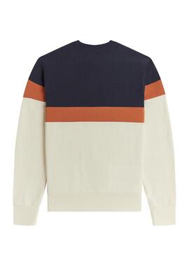 Felpa Fred Perry Print Block Beige Per Uomo