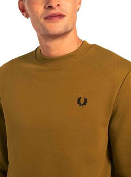 Felpa Fred Perry Girocollo Senape Uomo