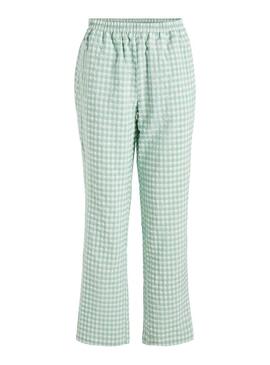 Pantaloni Vila Gingsie Quadri Verde per Donna