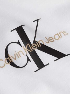 T-Shirt Calvin Klein Monogram Slim Bianco Donna