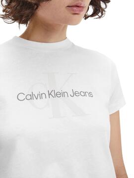 T-Shirt Calvin Klein Monogram Baby Bianco Donna
