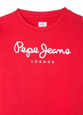Felpa Pepe Jeans Rose Logo Rosso Per Bambina