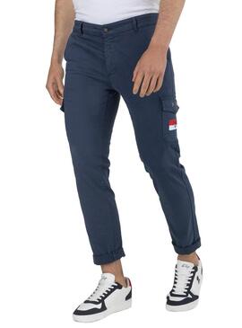 Pantaloni El Pulpo Patch Cargo Blu Navy Uomo