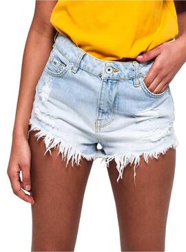 Short Superdry Eliza Light Denim Donna