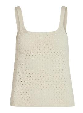 Top Vila Visibile Calado Beige per Donna