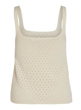 Top Vila Visibile Calado Beige per Donna