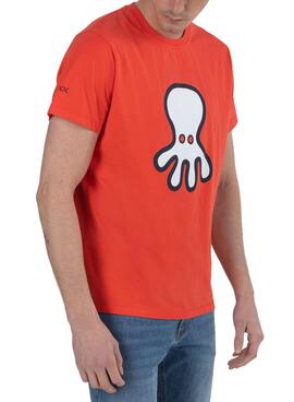 T-Shirt El Pulpo Silouette Rosso per Uomo