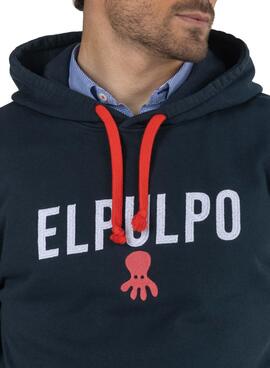 Felpa El Pulpo Embroidery Blu Navy per Uomo