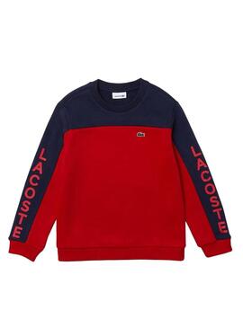 Felpa Lacoste Colorblock Rosso e Blu Navy Bambino