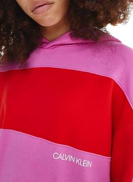 Felpa Calvin Klein Colorblock Rosa per Bambina