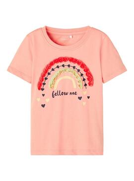 T-Shirt Name It Florence Arcoiris Rosa per Bambina
