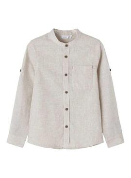 Camicia Name It Fish Camel Beige per Bambino