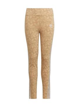 Leggings Adidas Originals Logos Beige per Bambina