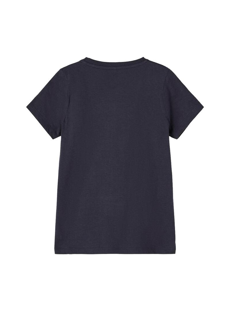 T-Shirt Name It Hilea Flamenco Blu Navy per Bambina