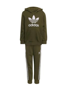 Set Adidas Felpa e Pantaloni Verde Bambini