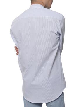 Camicia Klout Polera MilStrisce Blu y Bianco Uomo