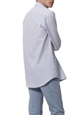 Camicia Klout Polera MilStrisce Blu y Bianco Uomo