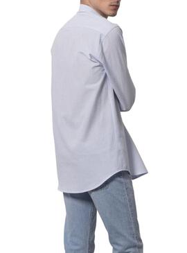 Camicia Klout Polera MilStrisce Blu y Bianco Uomo