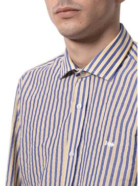 Camicia Klout Marbella Strisce Blu y Giallo Uomo