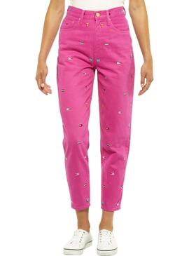 Jeans Tommy Jeans ricamo rosa