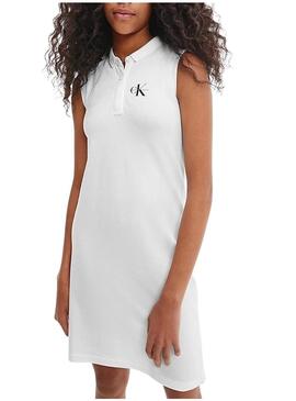 Vestito Polo Calvin Klein Monogram Bianco Bambina