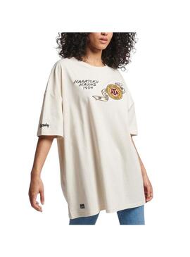 T-Shirt Superdry Vintage Collegiate Beige Donna