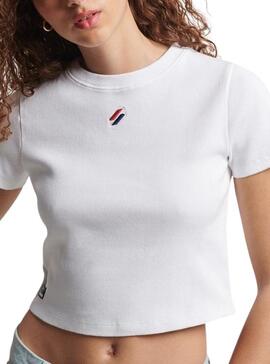 T-Shirt Superdry Code Essential Crop Bianco Donna