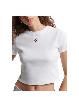 T-Shirt Superdry Code Essential Crop Bianco Donna