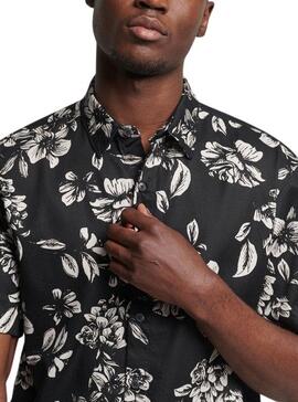 Camicia Superdry Hawaiian Nero Floreale per Uomo