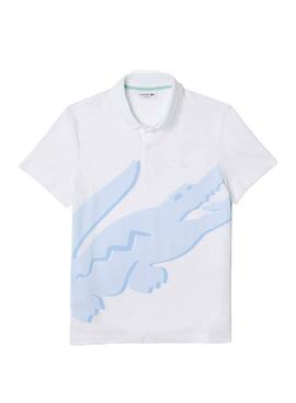 Polo Lacoste Cocodrilo Oversize Bianco per Uomo