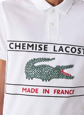 Polo Lacoste Made In France Bianco per Uomo