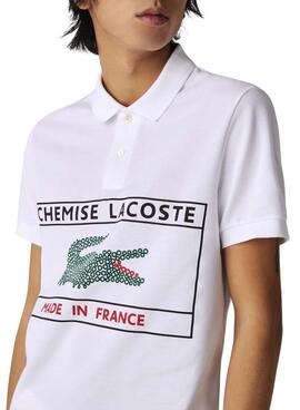 Polo Lacoste Made In France Bianco per Uomo