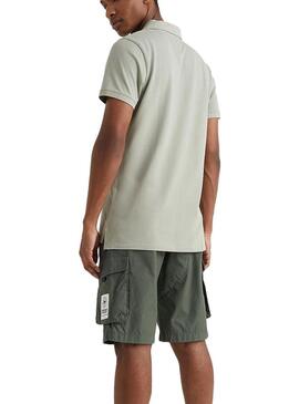 Polo Tommy Jeans Solid Stretch Verde per Uomo