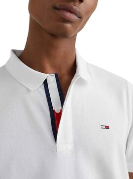 Polo Tommy Jeans Solid Stretch Bianco per Uomo