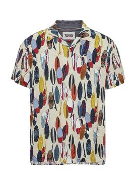 Camicia Tommy Jeans Sstampata Surf Multi Uomo