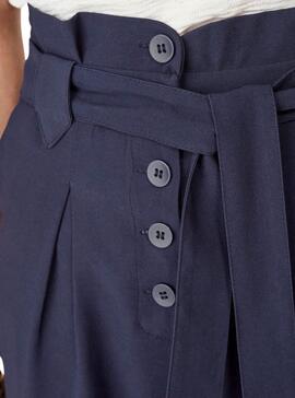 Pantalón Naf Naf Paperbag Blu Navy per Donna