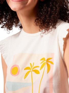T-Shirt Naf Naf Illustrazione Bianco per Donna